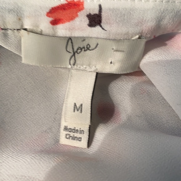 Joie Gontilda Silk Pink Floral Printed Semi Sheer Smocked Pintucked Blouse - M - Picture 13 of 16